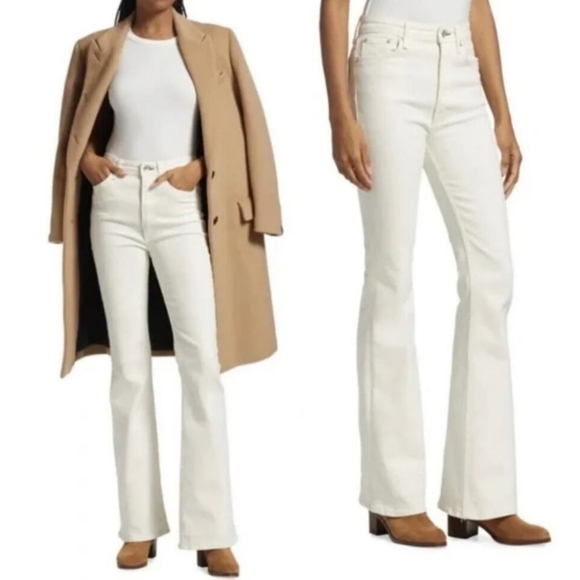 Rag and Bone cream denim casey high rise flare jeans 90s y2k womans size 31 - Picture 1 of 13